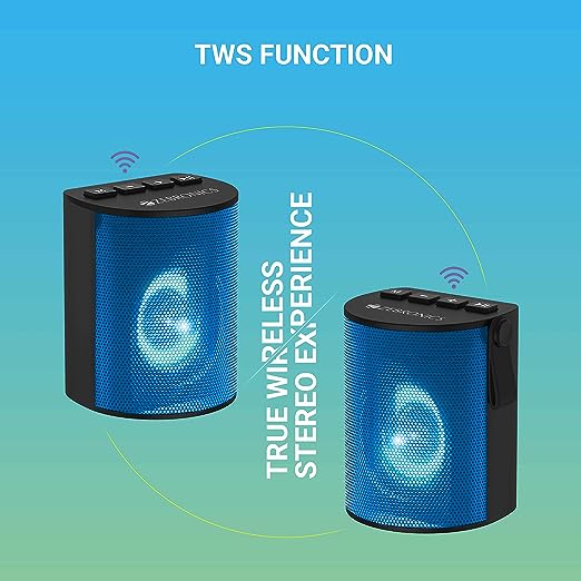 ZEBRONICS Zeb-Bellow 3 Watt Truly Wireless Bluetooth Portable Speaker (Blue) ZEBRONICS Zeb-Bellow 3 Watt Truly Wireless Bluetooth Portable Speaker (Blue)